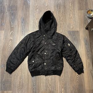 South Pole Black Quilted Hooded Jacket